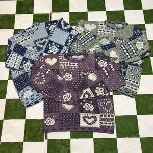 LOT OF 3 Basic Editions Women’s M Knit Granny Sweaters 90s Vintage